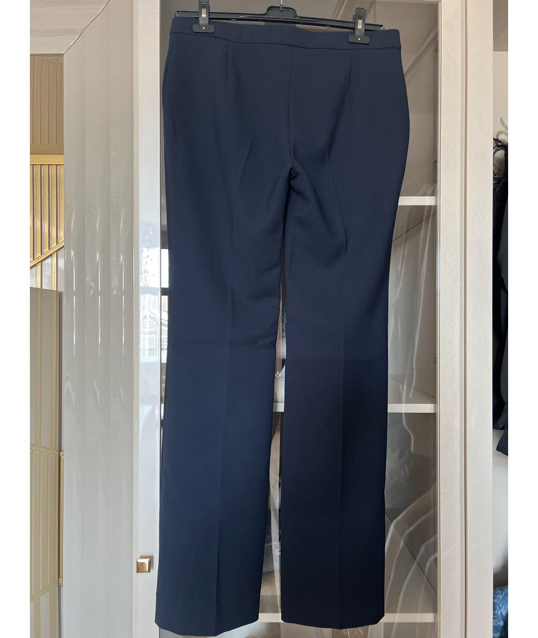 MAX MARA STUDIO Темно-синие шерстяные прямые брюки, фото 2
