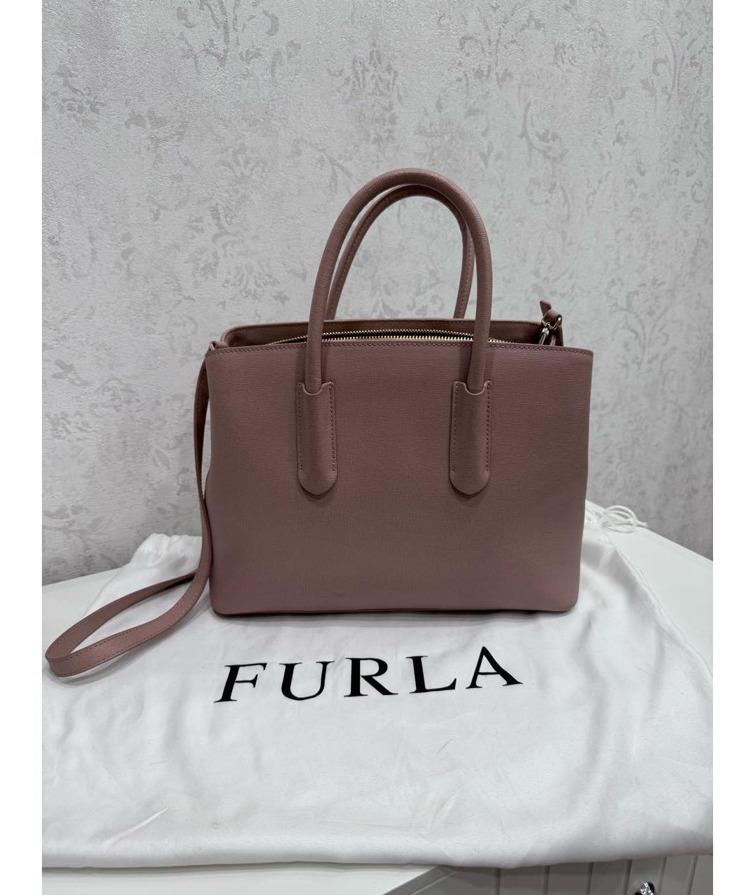 FURLA Розовая кожаная сумка с короткими ручками, фото 2