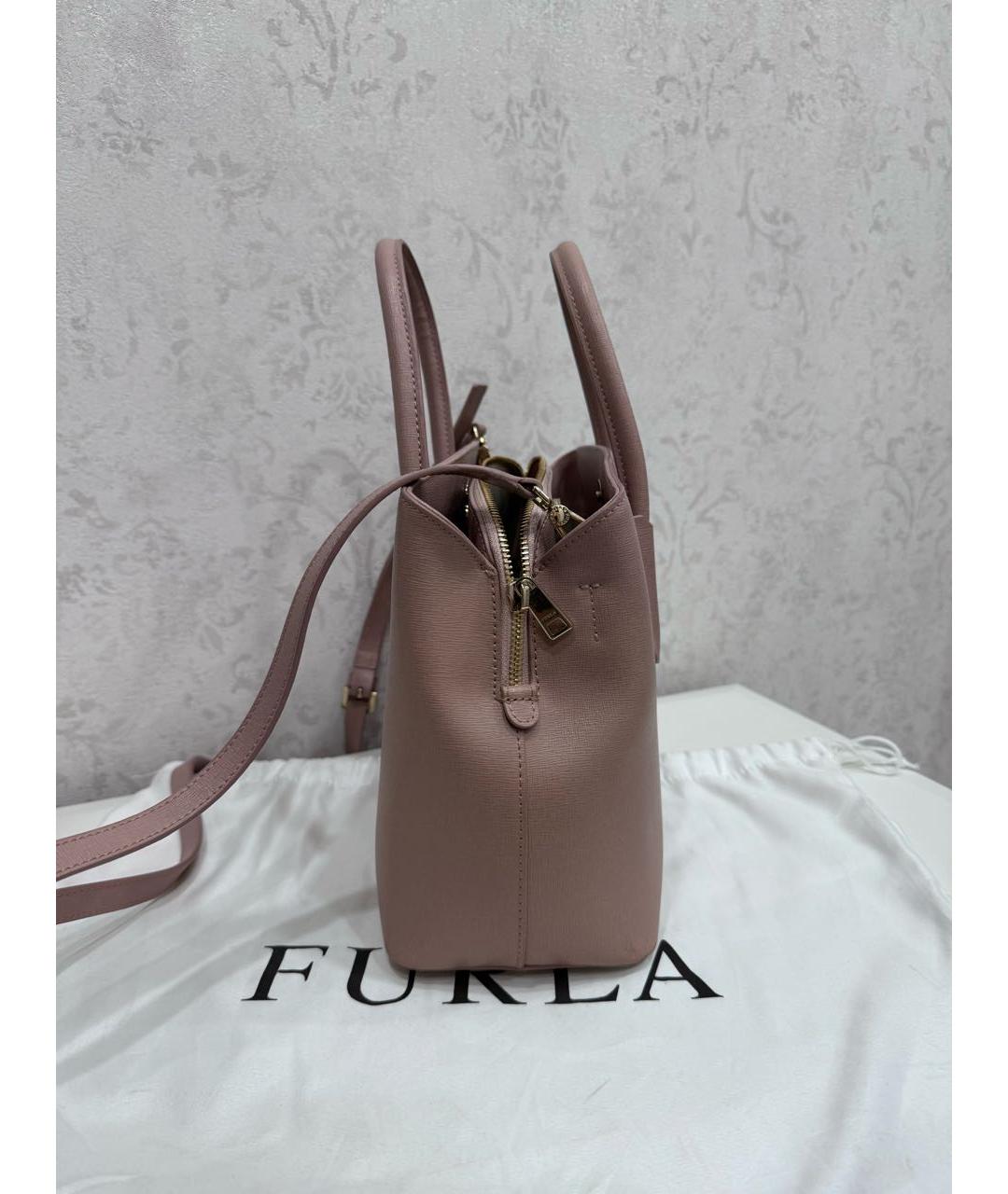 FURLA Розовая кожаная сумка с короткими ручками, фото 3