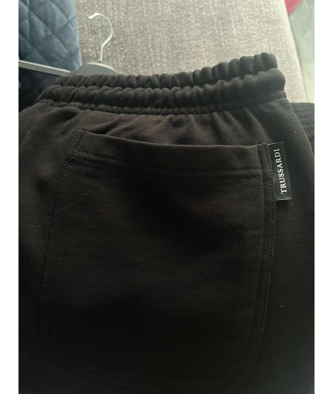 TRUSSARDI Черные хлопковые повседневные брюки, фото 4