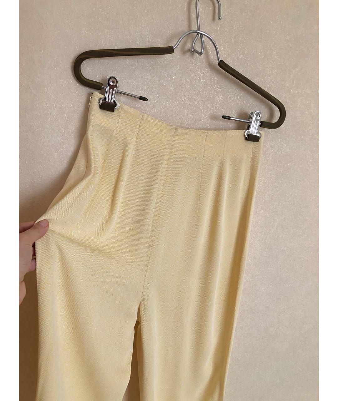 LES COPAINS Желтые вискозные прямые брюки, фото 3