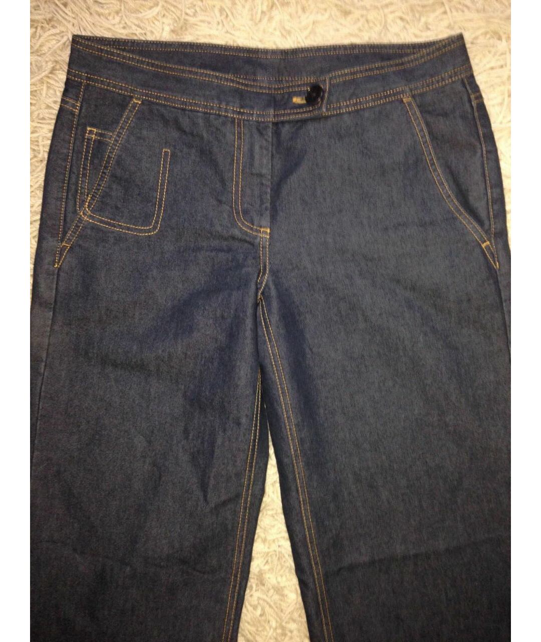 DKNY Темно-синие хлопко-полиэстеровые прямые джинсы, фото 3