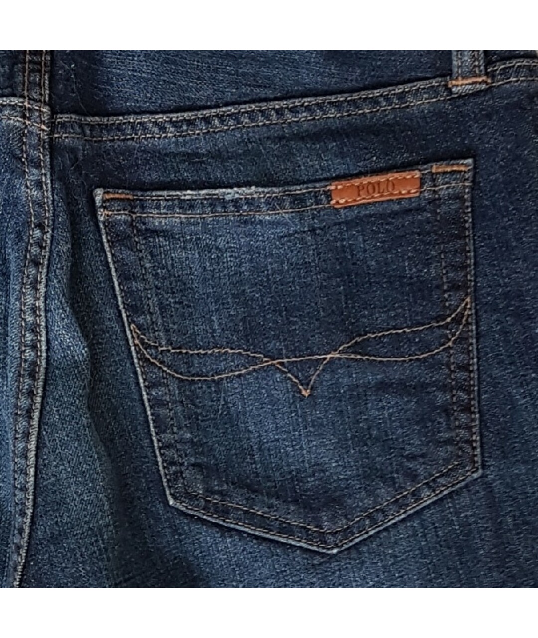 POLO RALPH LAUREN Темно-синие хлопко-эластановые прямые джинсы, фото 5