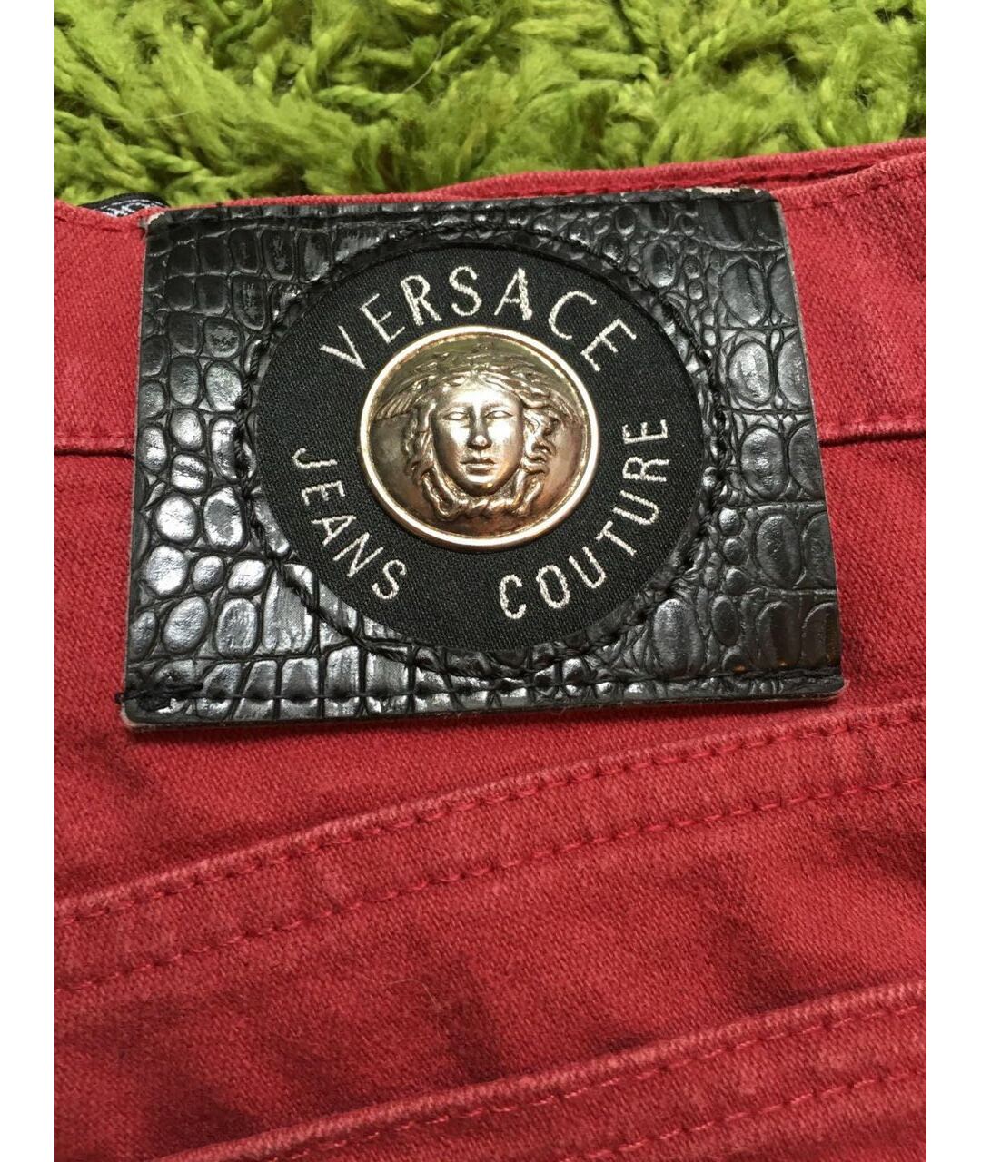 VERSACE JEANS COUTURE Красные хлопко-полиэстеровые прямые джинсы, фото 4