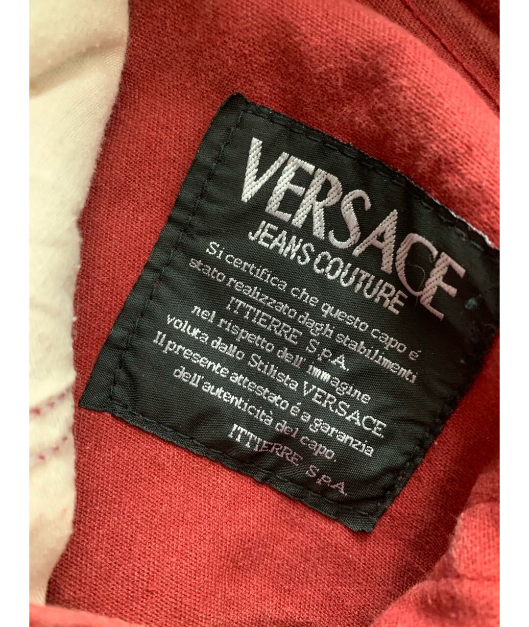 VERSACE JEANS COUTURE Красные хлопко-полиэстеровые прямые джинсы, фото 6