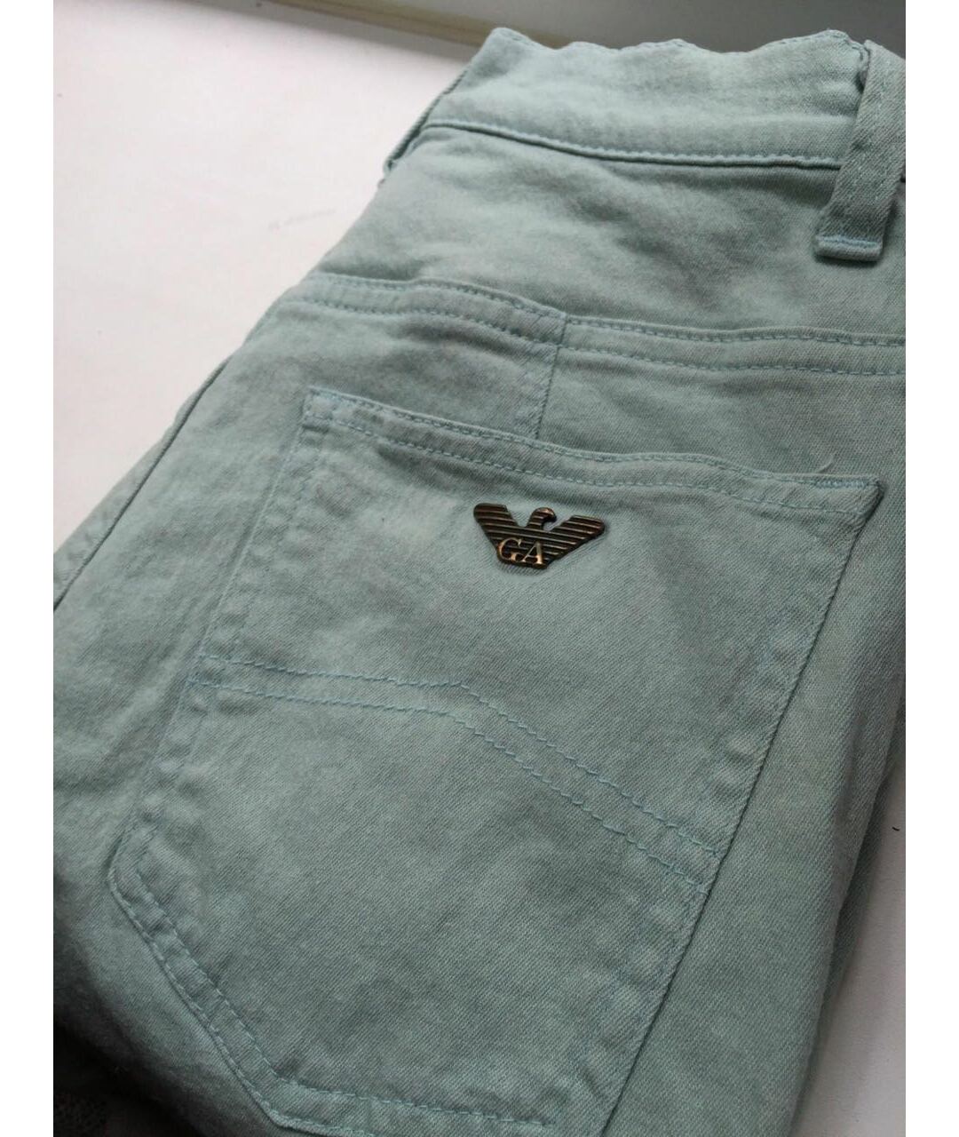 GIORGIO ARMANI Голубые хлопковые прямые джинсы, фото 2