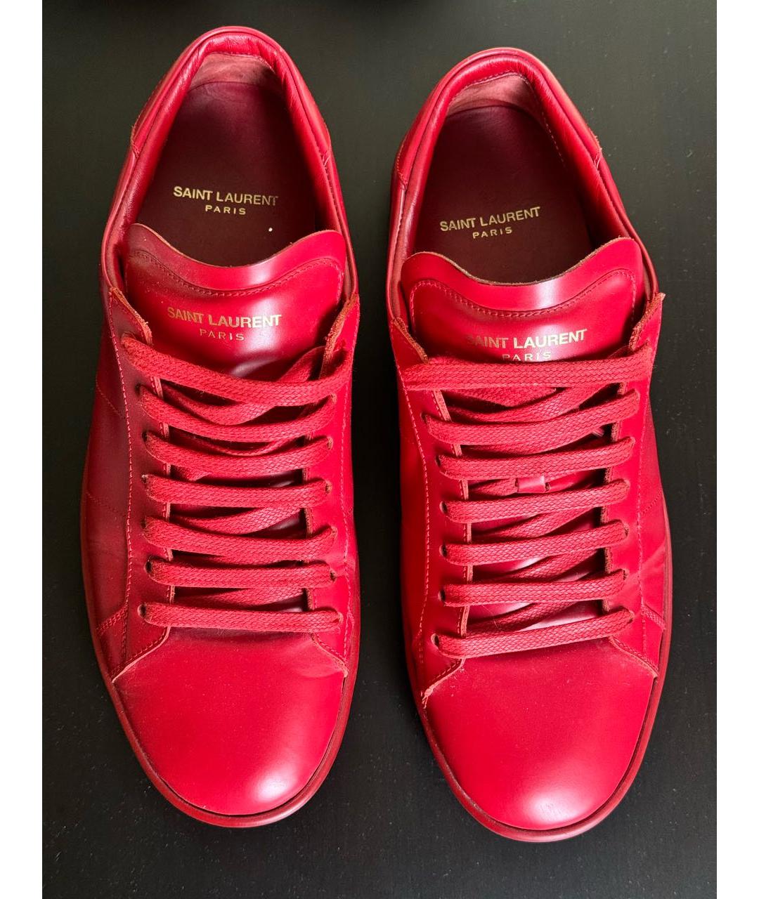 SAINT LAURENT Красные кожаные низкие кроссовки / кеды, фото 2
