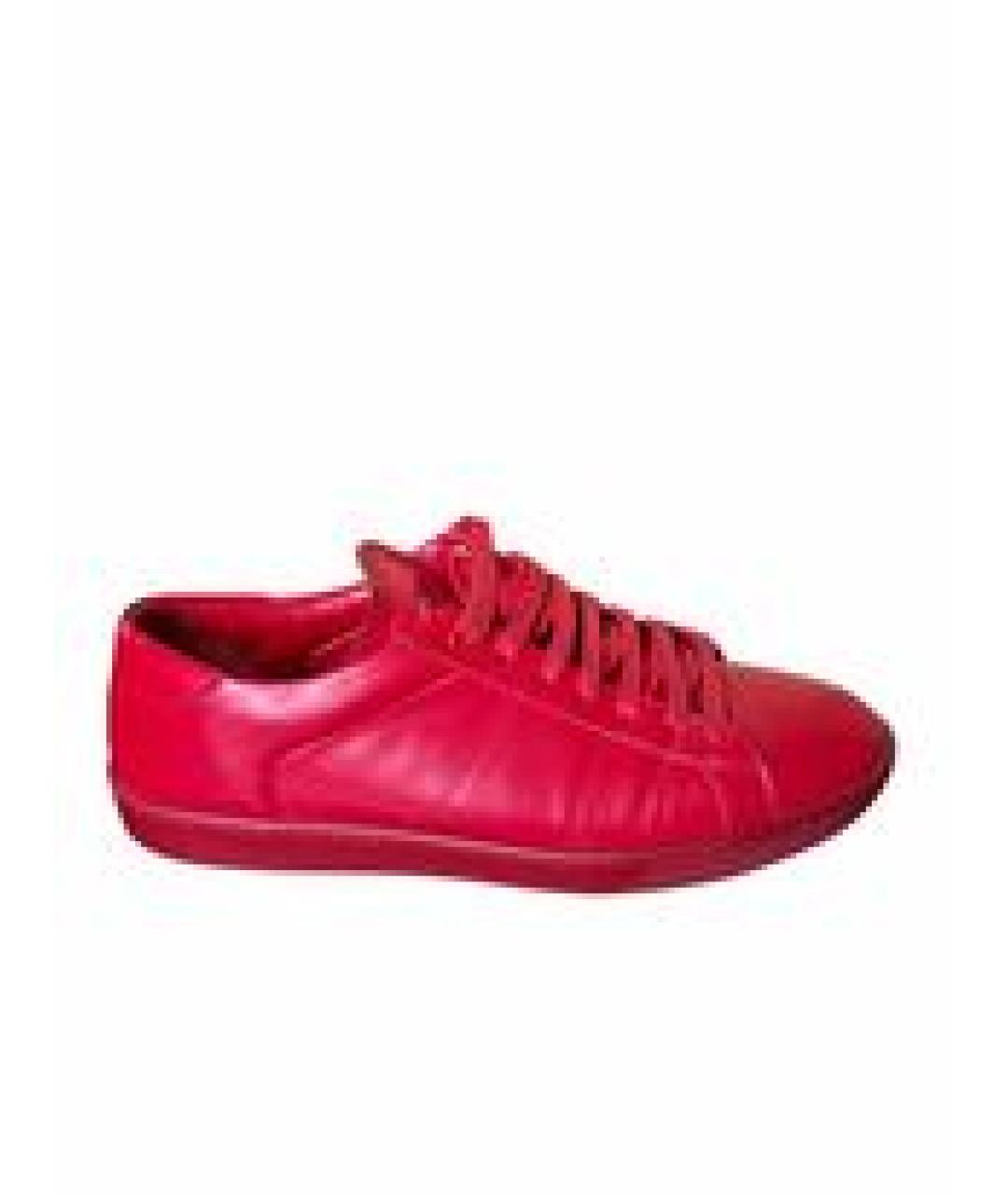 SAINT LAURENT Красные кожаные низкие кроссовки / кеды, фото 1
