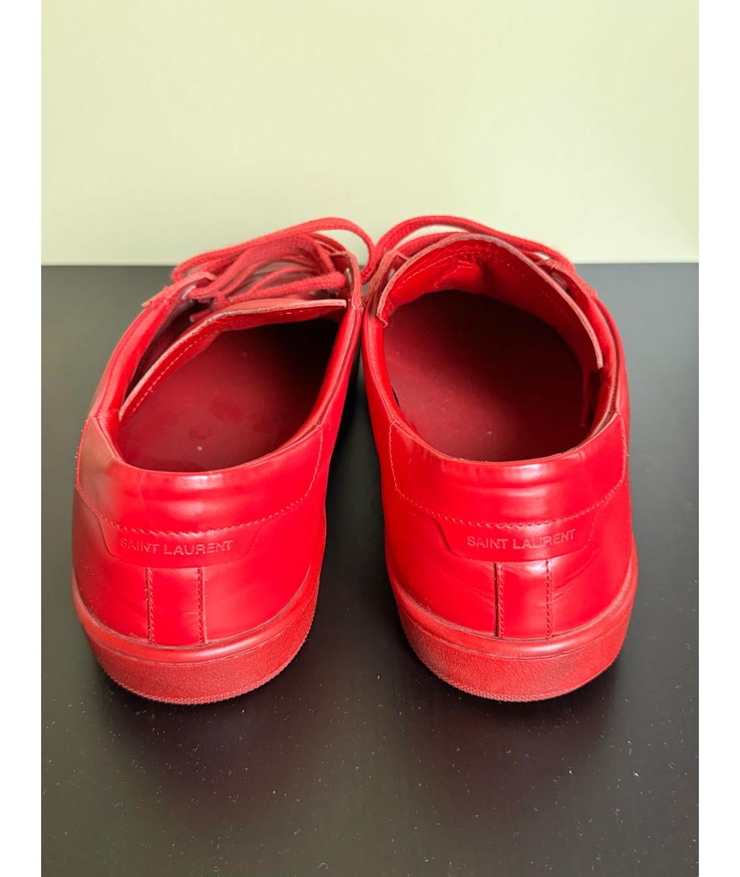 SAINT LAURENT Красные кожаные низкие кроссовки / кеды, фото 4