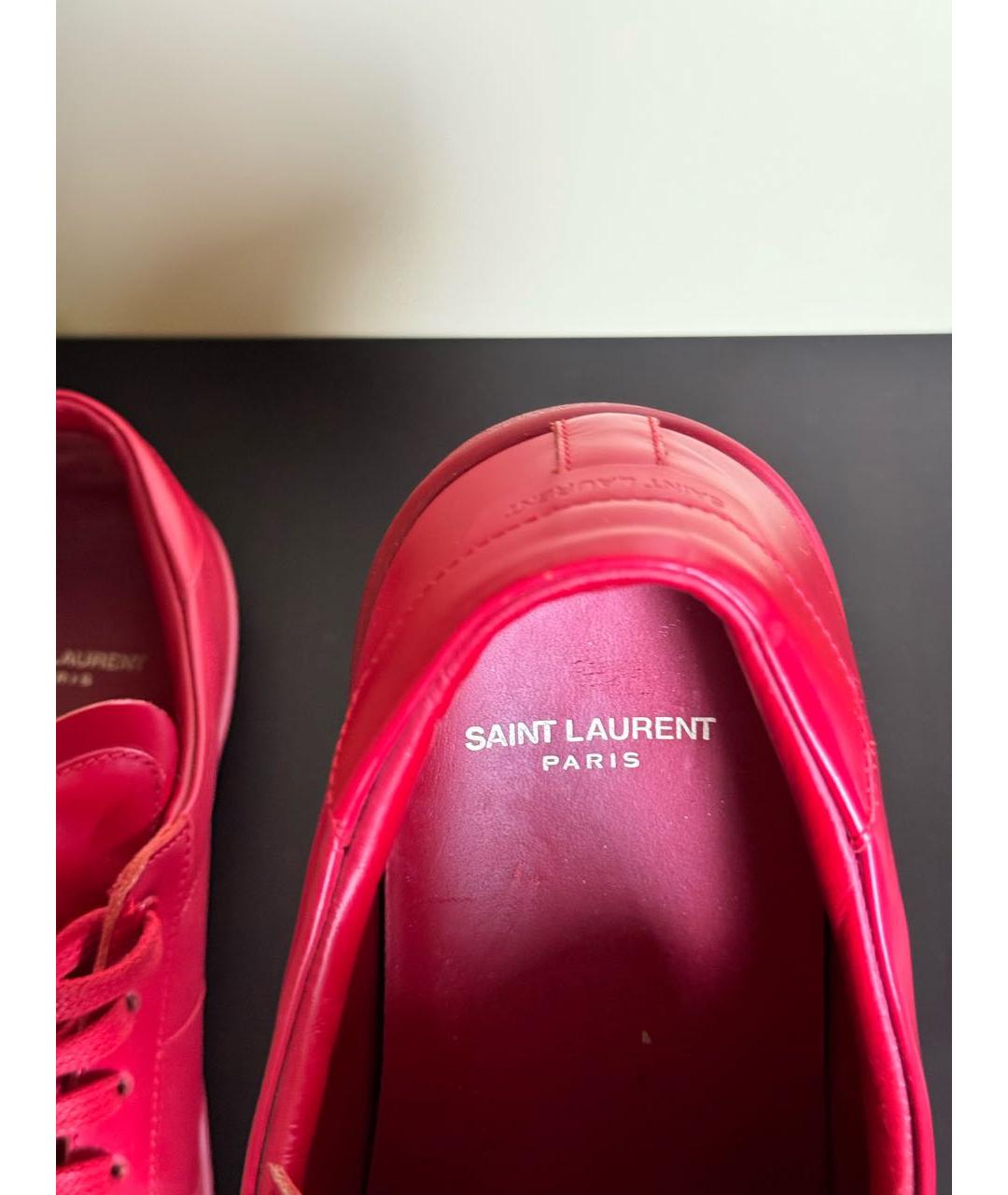 SAINT LAURENT Красные кожаные низкие кроссовки / кеды, фото 5