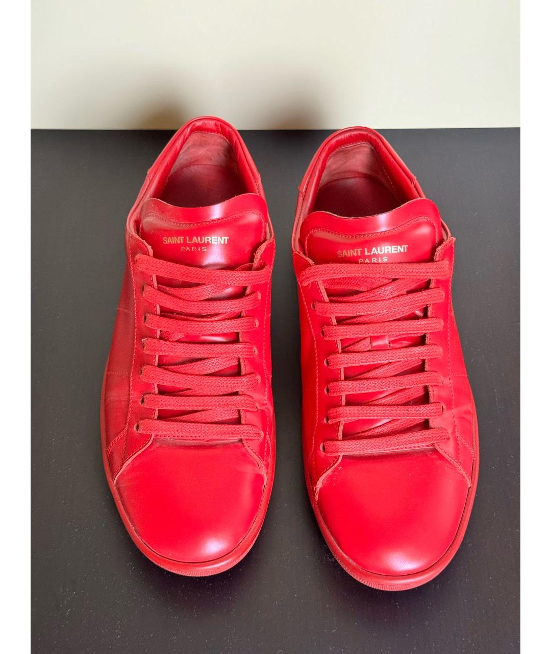 SAINT LAURENT Красные кожаные низкие кроссовки / кеды, фото 3