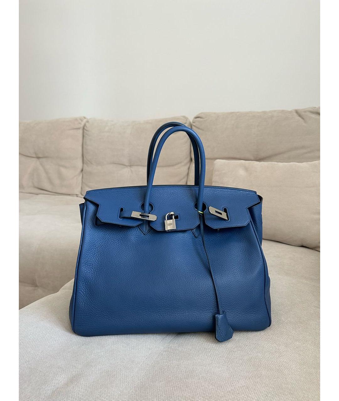 HERMES PRE-OWNED Синяя кожаная сумка с короткими ручками, фото 9