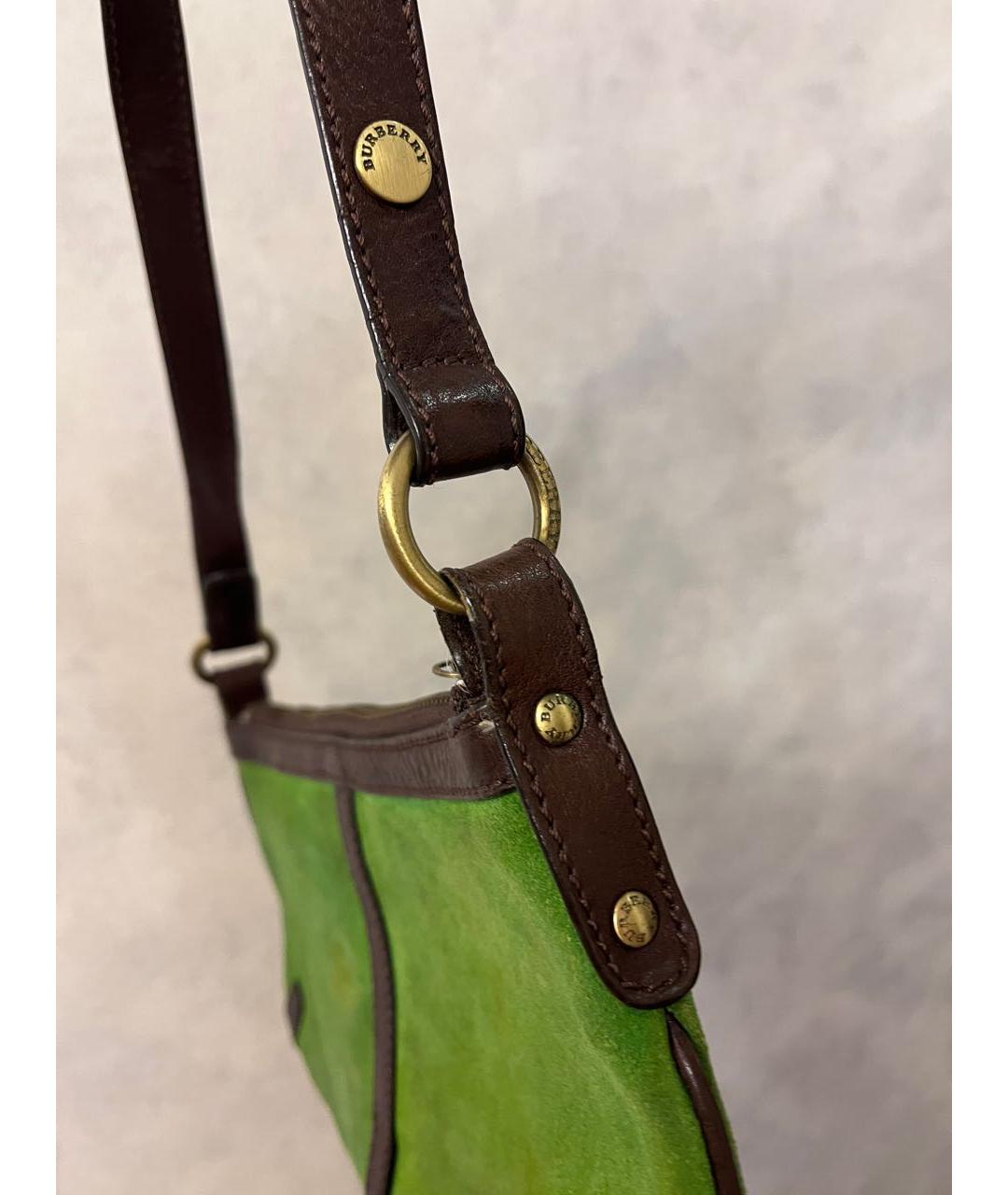 BURBERRY Зеленая кожаная сумка через плечо, фото 5