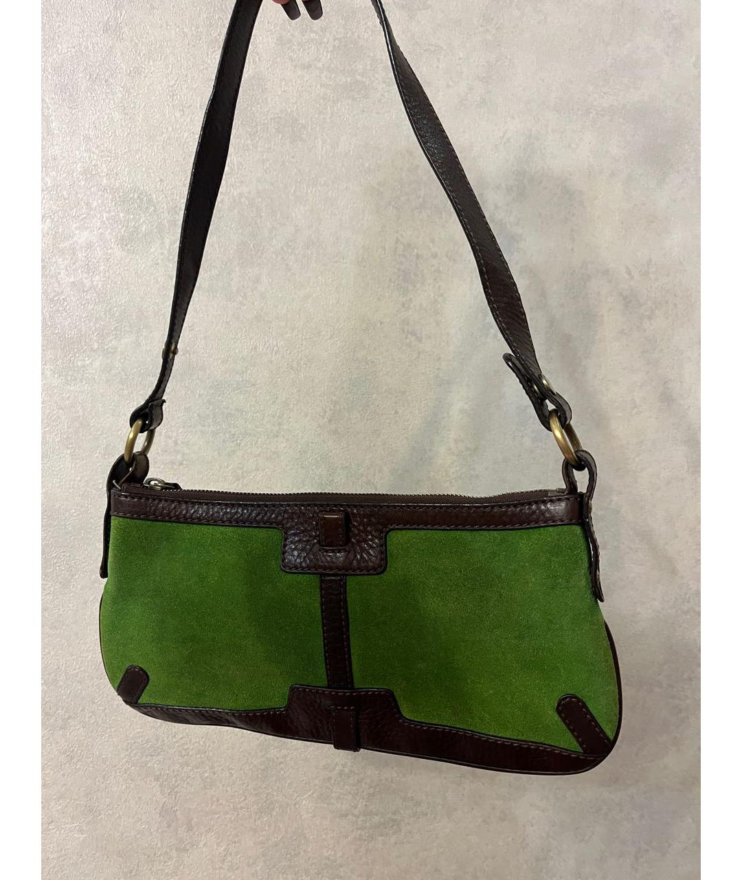 BURBERRY Зеленая кожаная сумка через плечо, фото 2
