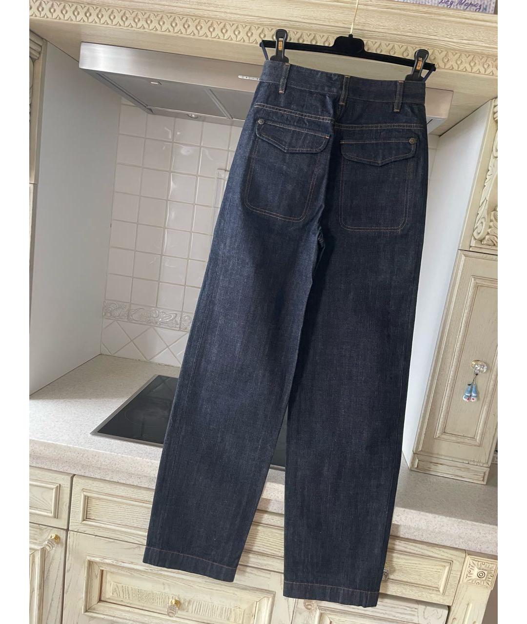 CHANEL PRE-OWNED Темно-синие хлопковые прямые джинсы, фото 2