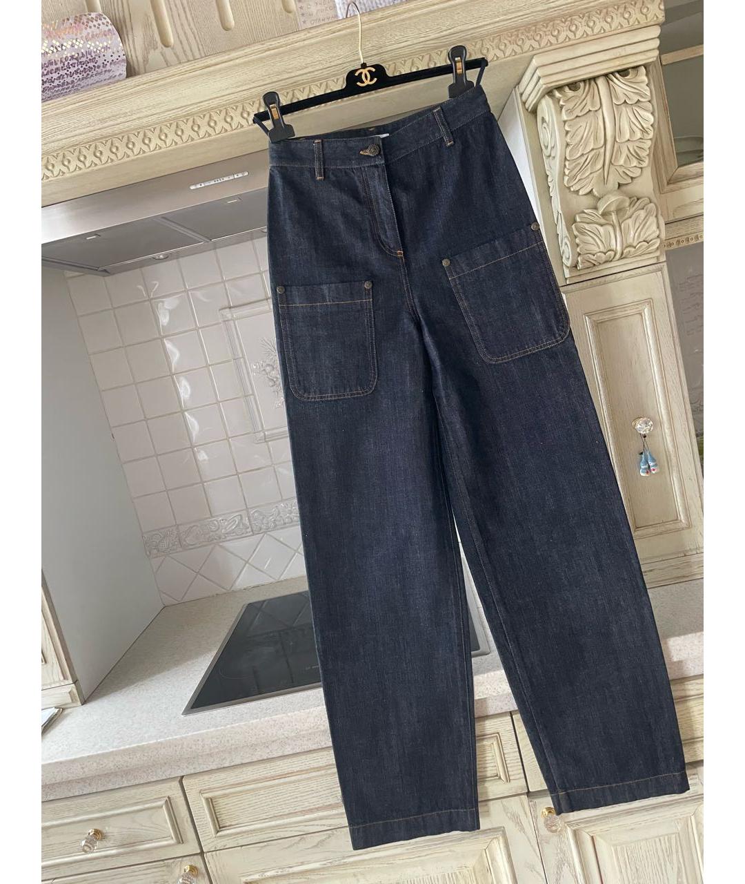 CHANEL PRE-OWNED Темно-синие хлопковые прямые джинсы, фото 7