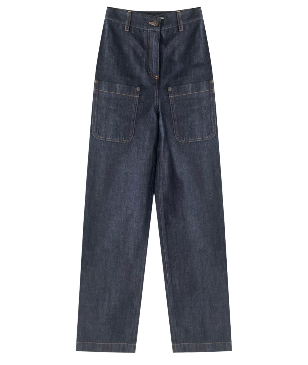 CHANEL PRE-OWNED Темно-синие хлопковые прямые джинсы, фото 1