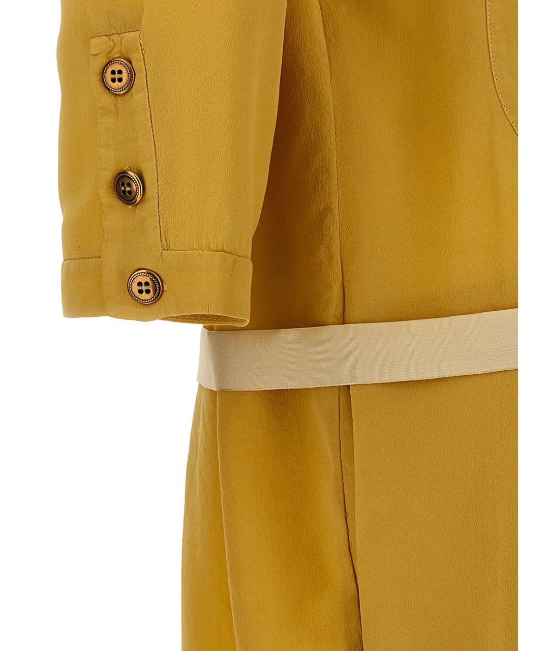 MIU MIU Желтое шелковое повседневное платье, фото 4