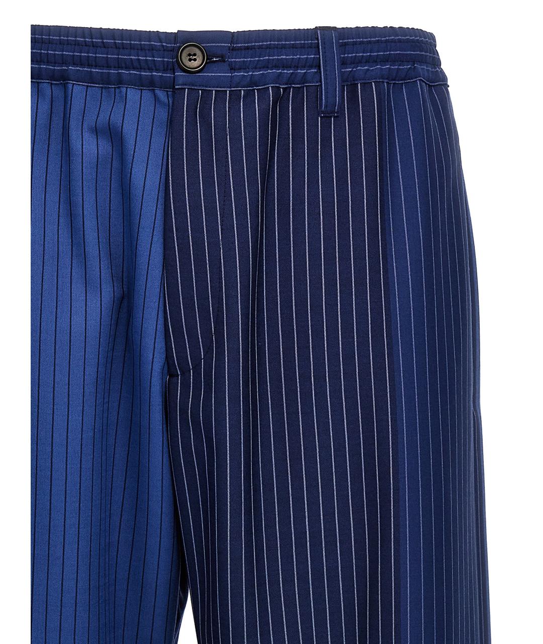 MARNI Синие шерстяные повседневные брюки, фото 3