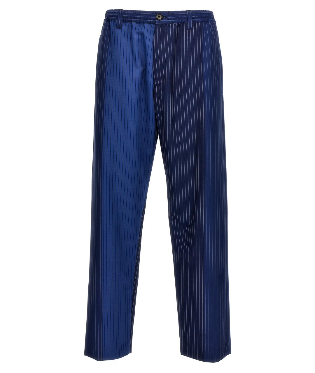 MARNI Синие шерстяные повседневные брюки, фото 1
