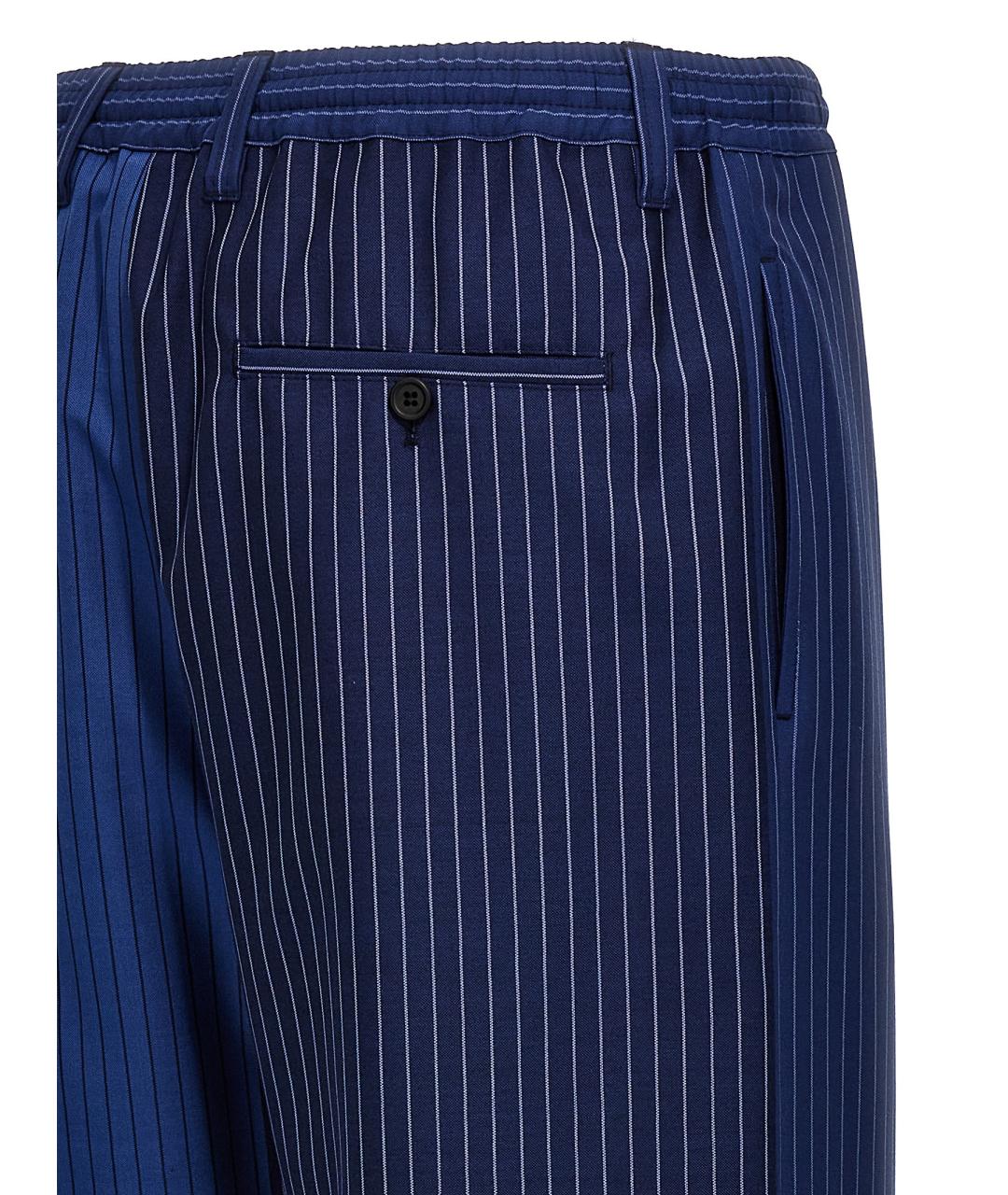 MARNI Синие шерстяные повседневные брюки, фото 4