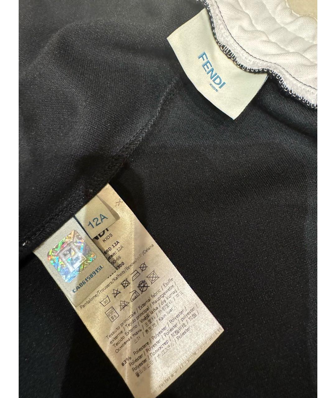 FENDI KIDS Черные полиэстеровые детские шорты, фото 5