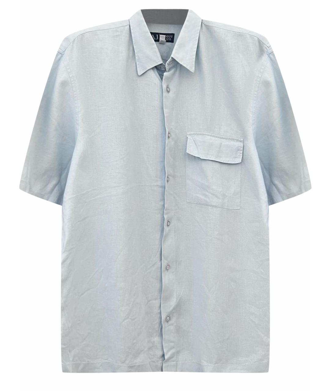 ARMANI JEANS Голубая льняная кэжуал рубашка, фото 1