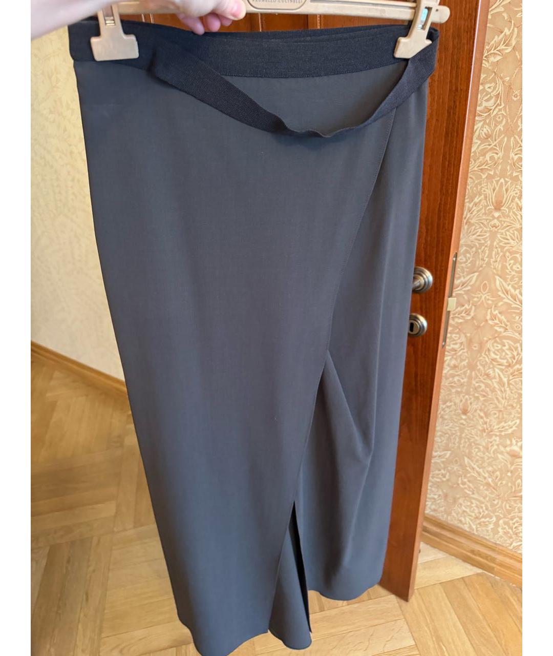 BRUNELLO CUCINELLI Антрацитовая шерстяная юбка макси, фото 4