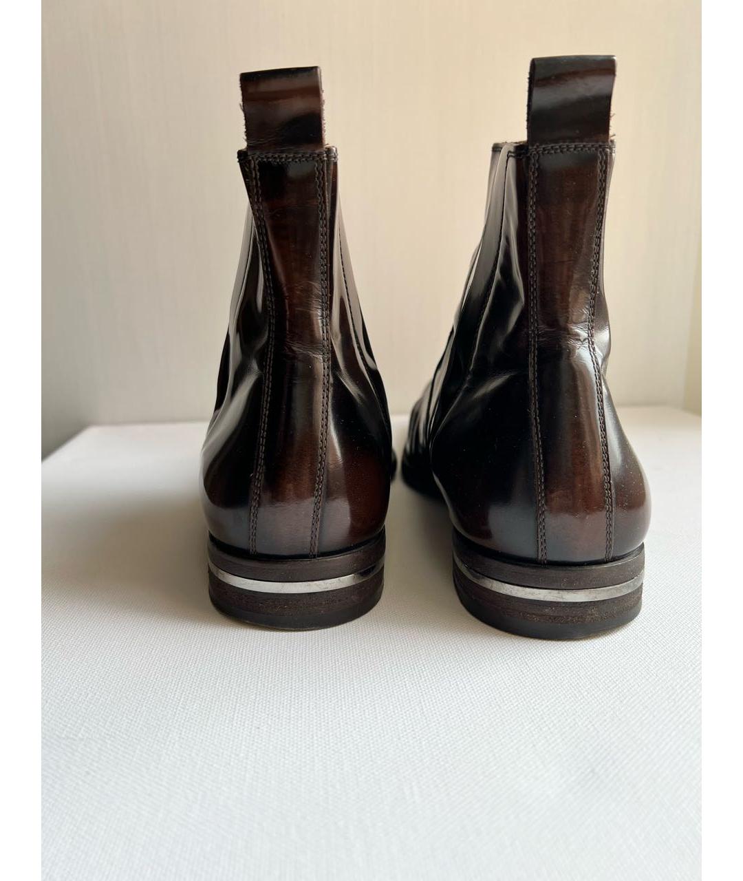 DOLCE&GABBANA Коричневые высокие ботинки из лакированной кожи, фото 4