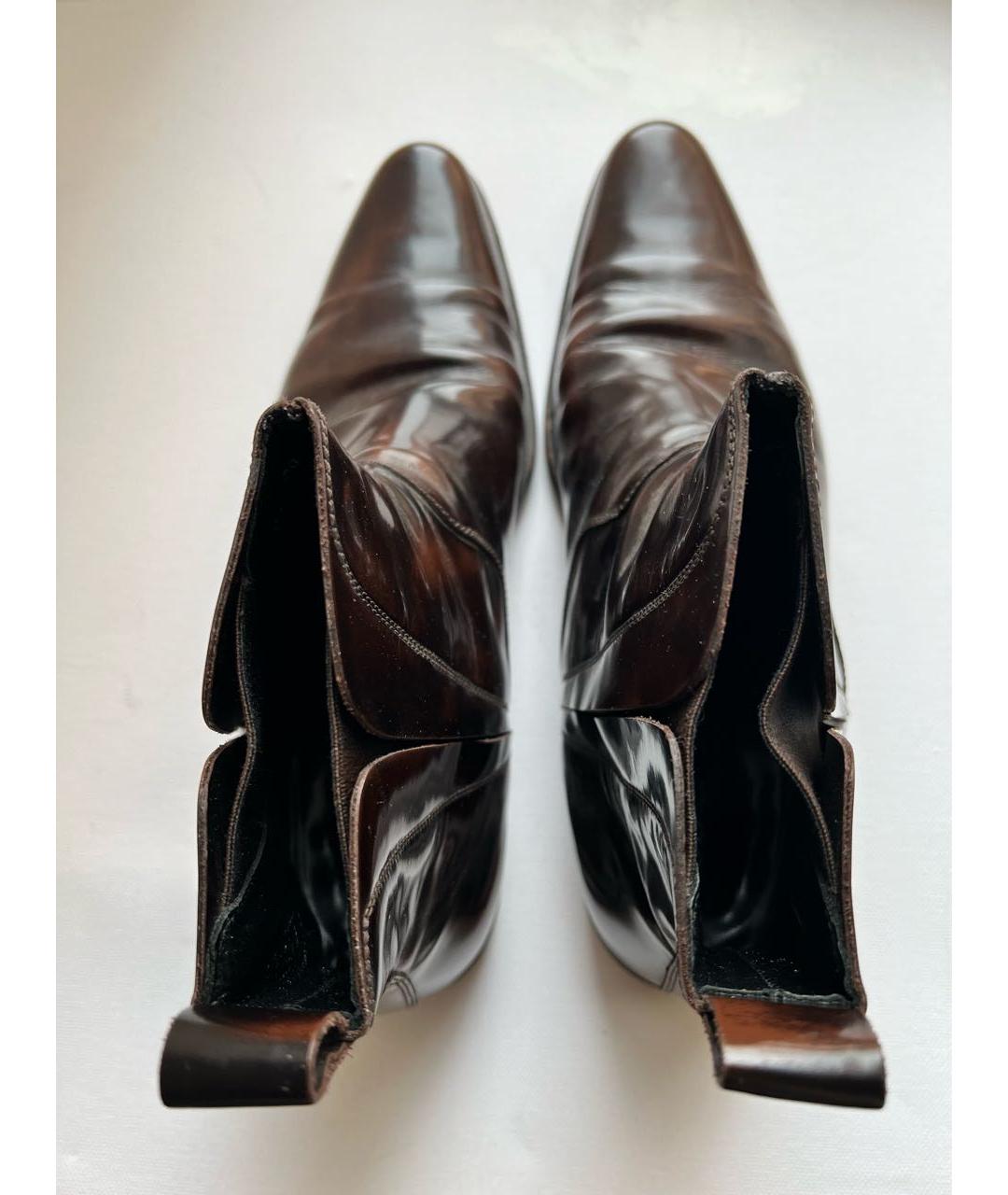 DOLCE&GABBANA Коричневые высокие ботинки из лакированной кожи, фото 3