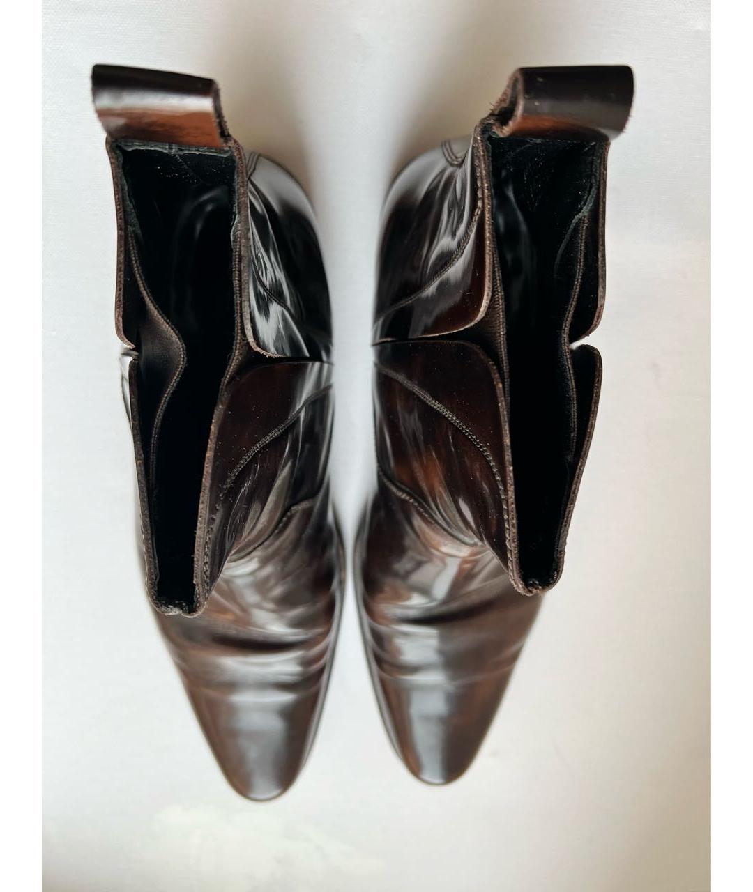 DOLCE&GABBANA Коричневые высокие ботинки из лакированной кожи, фото 2