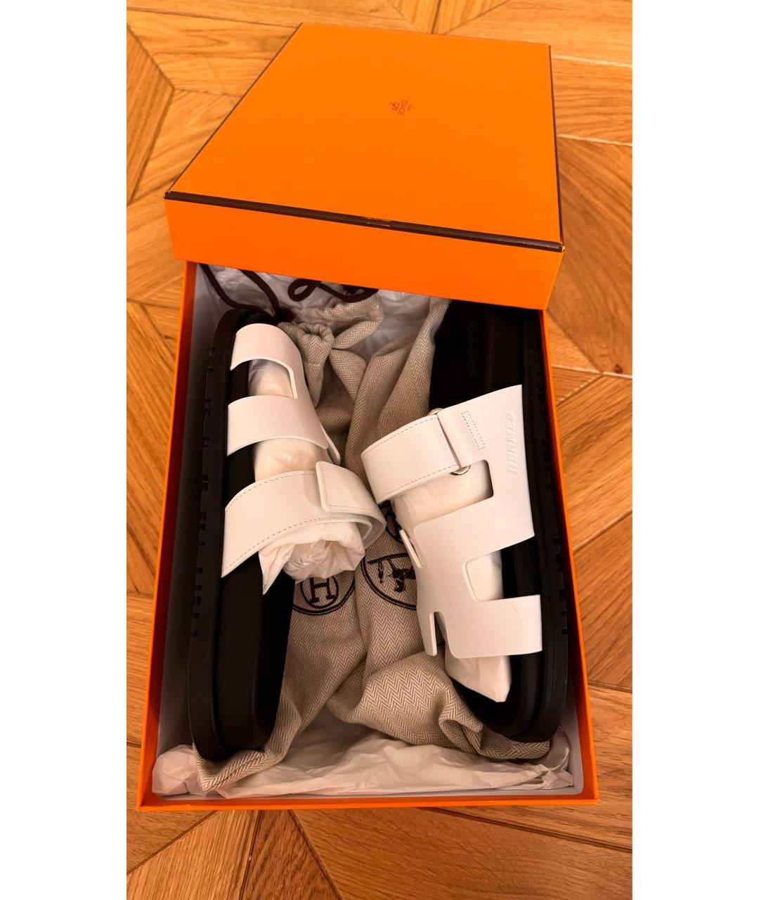 HERMES PRE-OWNED Белые кожаные босоножки, фото 4