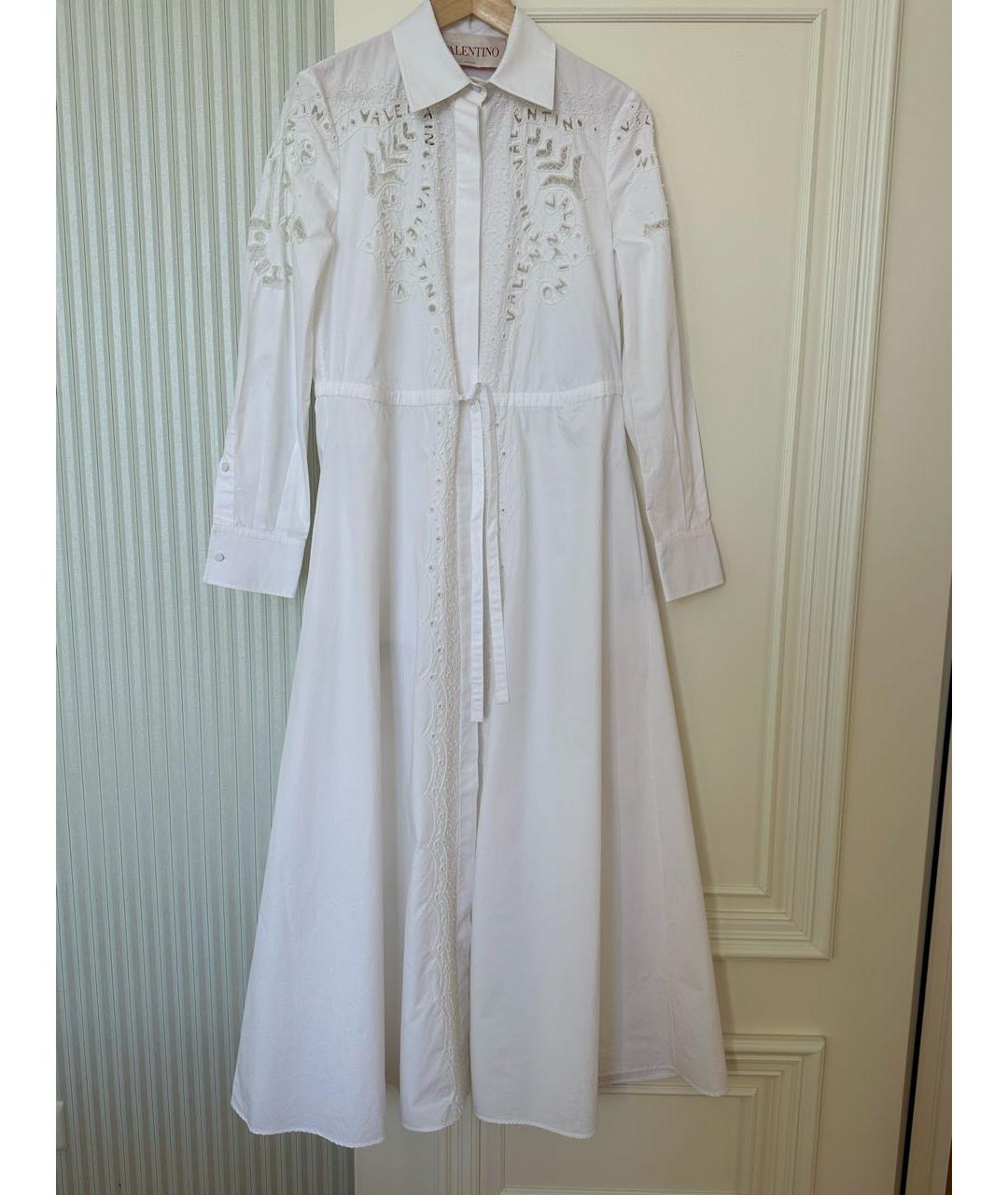 VALENTINO Белое хлопковое повседневное платье, фото 4