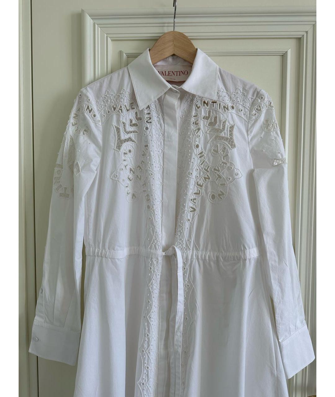 VALENTINO Белое хлопковое повседневное платье, фото 5