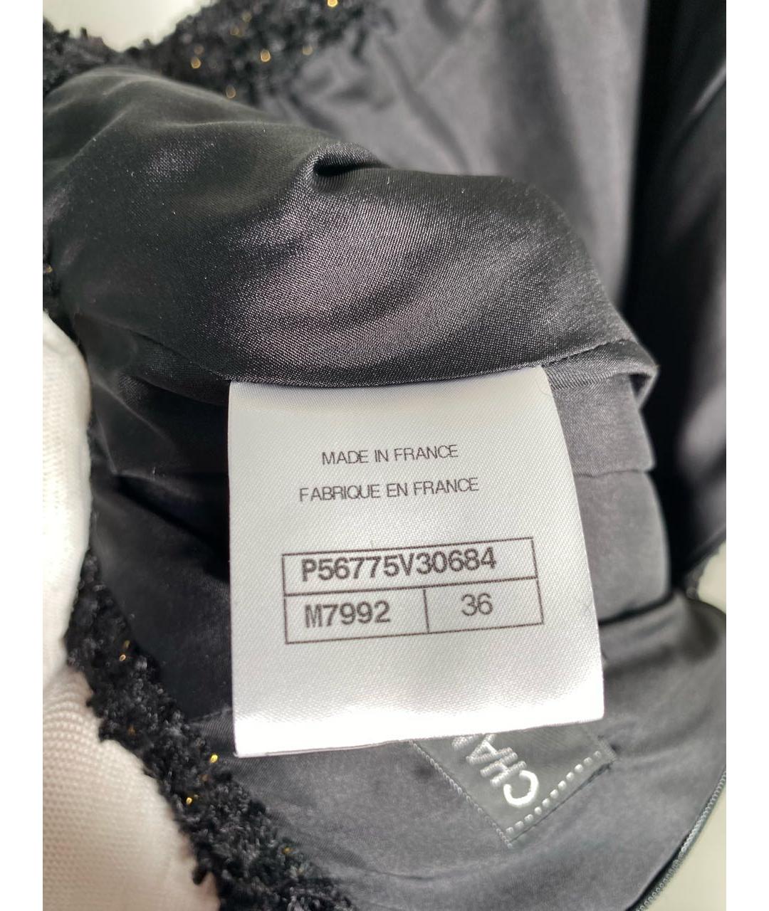 CHANEL PRE-OWNED Черная твидовая юбка миди, фото 4