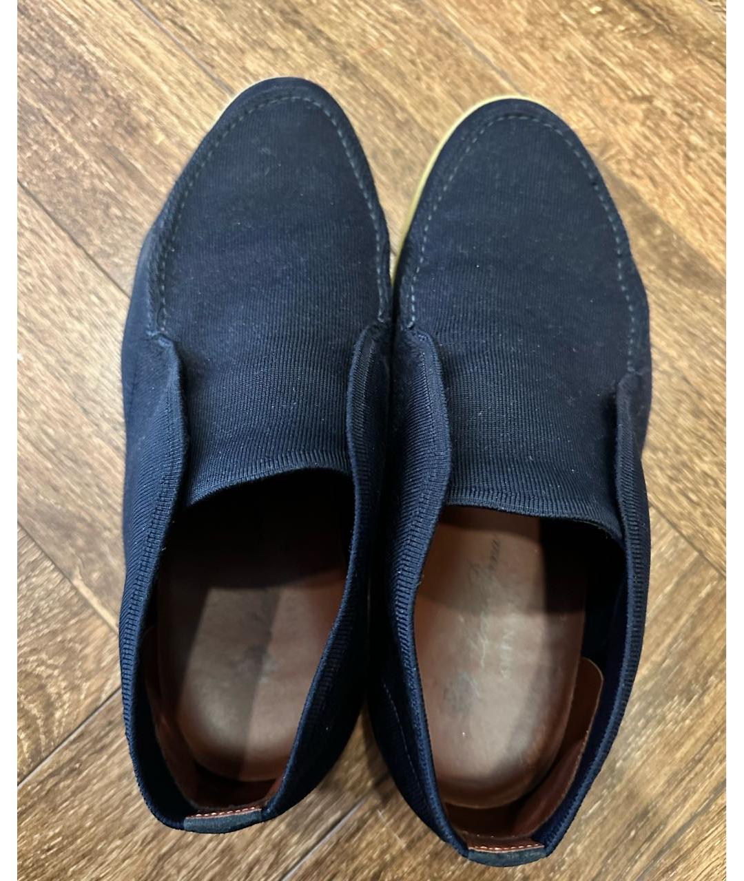LORO PIANA Темно-синие текстильные низкие ботинки, фото 3