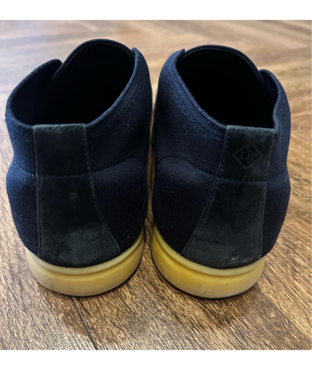 LORO PIANA Темно-синие текстильные низкие ботинки, фото 4