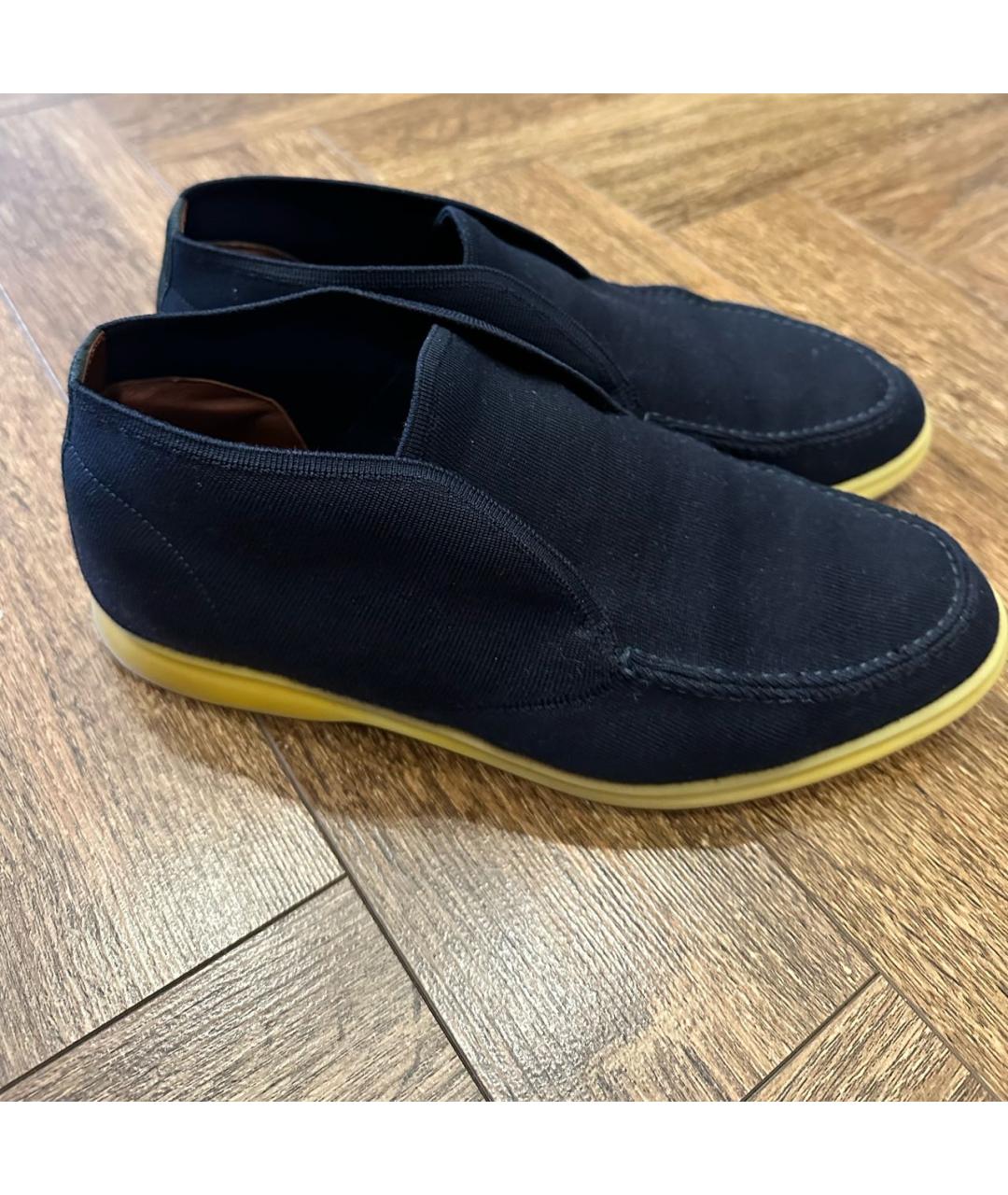 LORO PIANA Темно-синие текстильные низкие ботинки, фото 6