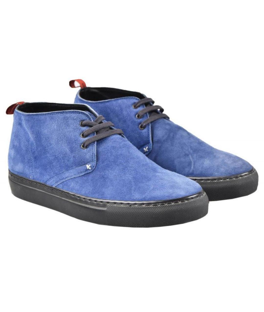 KITON Синие замшевые высокие ботинки, фото 2