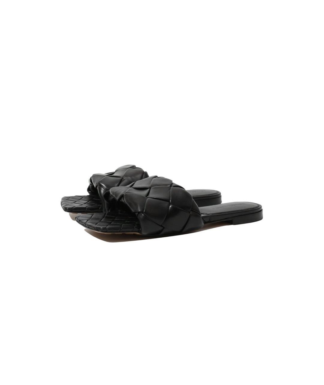 BOTTEGA VENETA Черные кожаные шлепанцы, фото 2