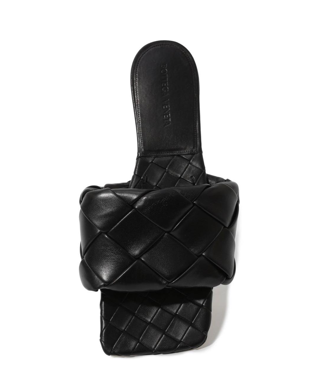 BOTTEGA VENETA Черные кожаные шлепанцы, фото 3