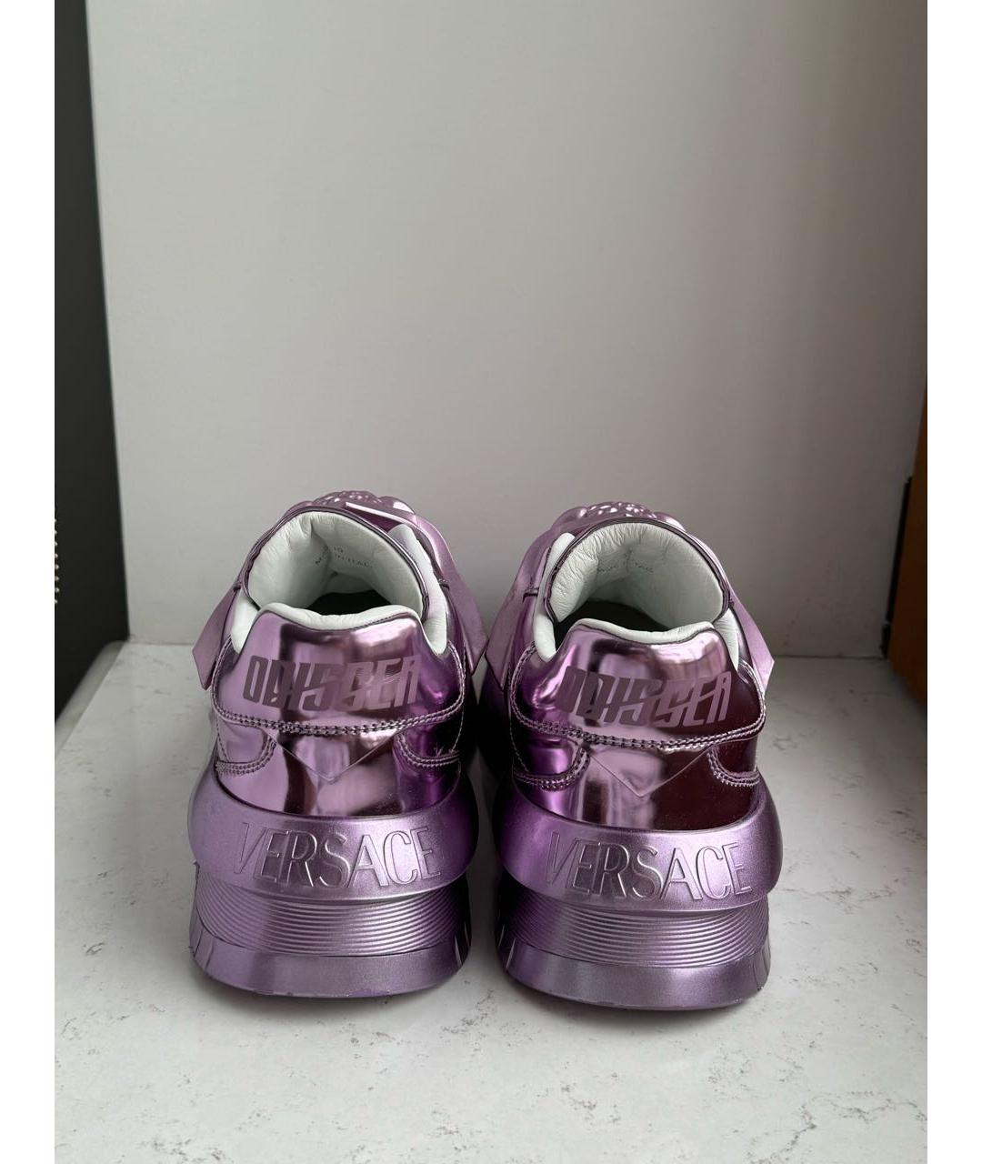 VERSACE Фиолетовые кожаные кроссовки, фото 4
