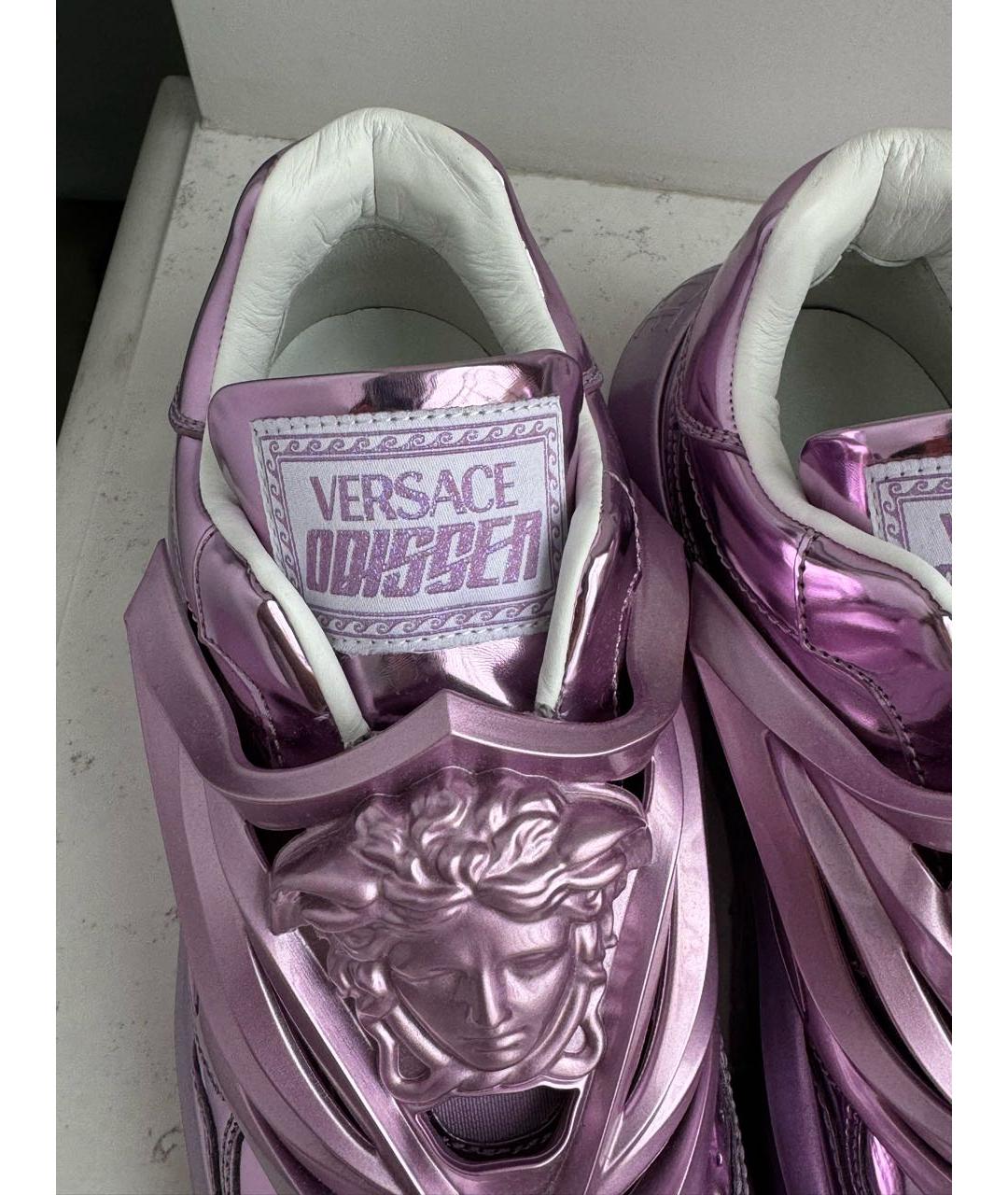 VERSACE Фиолетовые кожаные кроссовки, фото 6