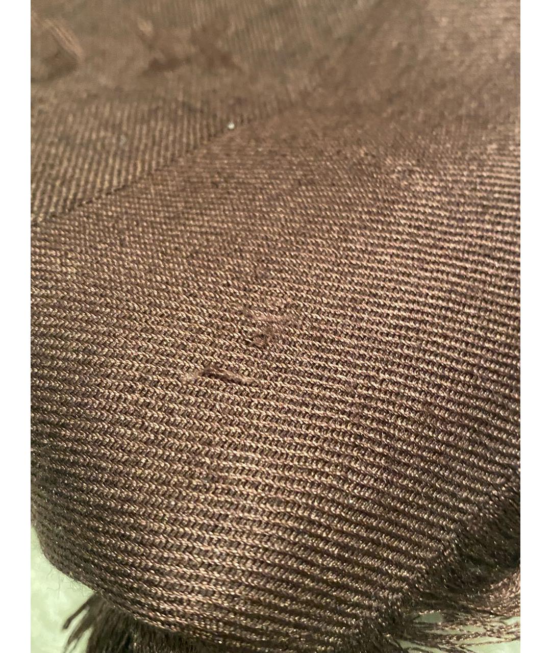 LOUIS VUITTON PRE-OWNED Коричневый шелковый платок, фото 7