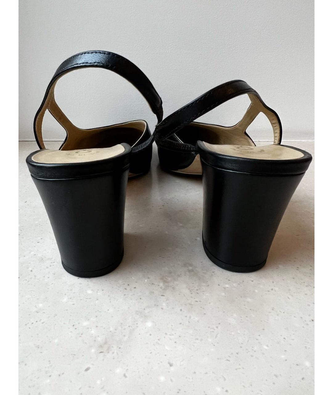 CHANEL PRE-OWNED Черные кожаные лодочки на низком каблуке, фото 4