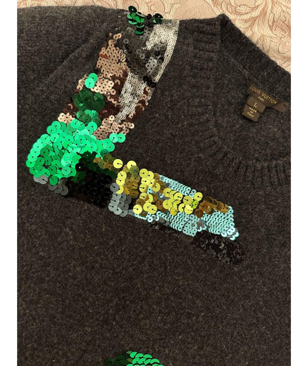 LOUIS VUITTON PRE-OWNED Антрацитовый шерстяной джемпер / свитер, фото 6