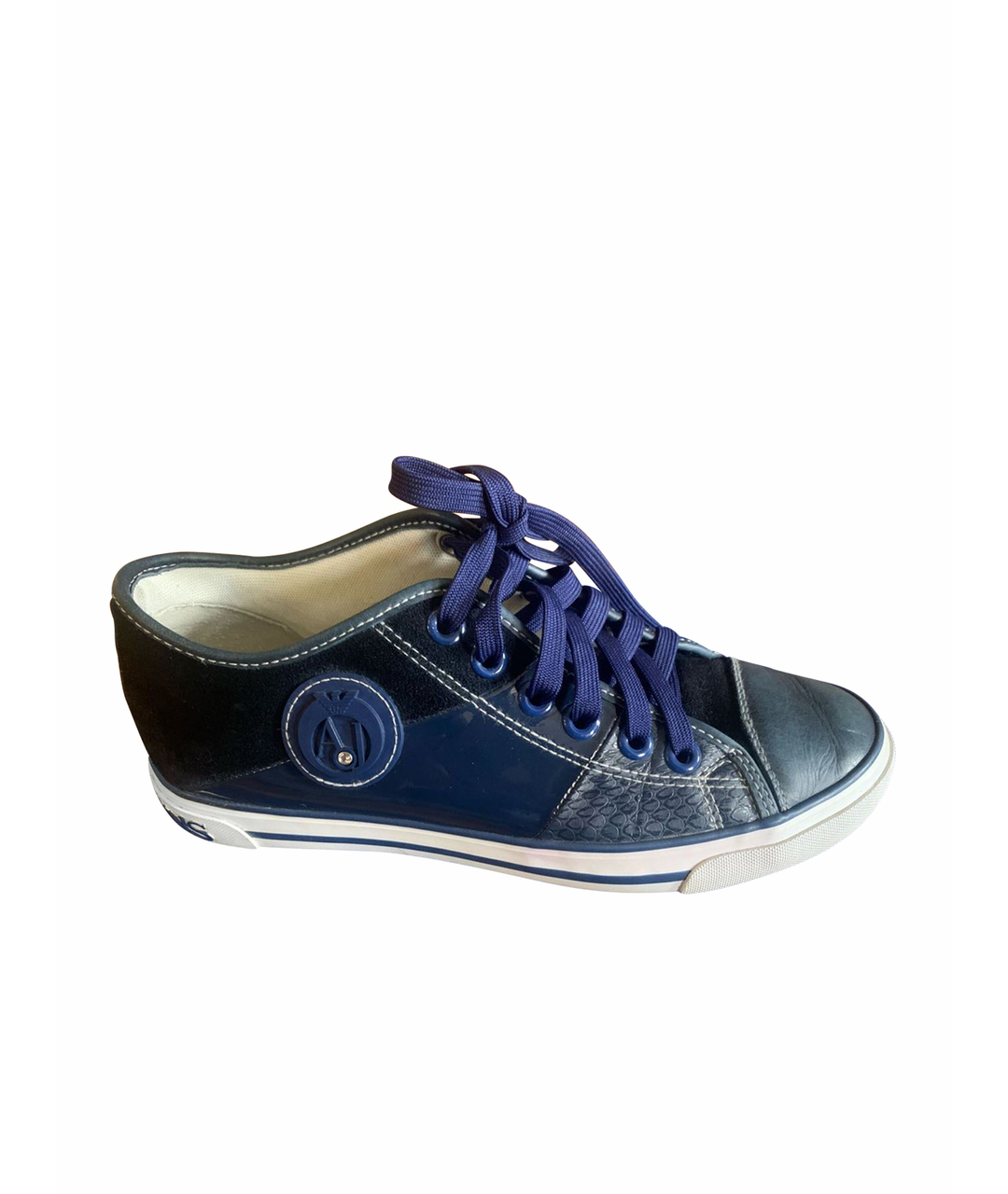 ARMANI JEANS Темно-синие замшевые кроссовки, фото 1