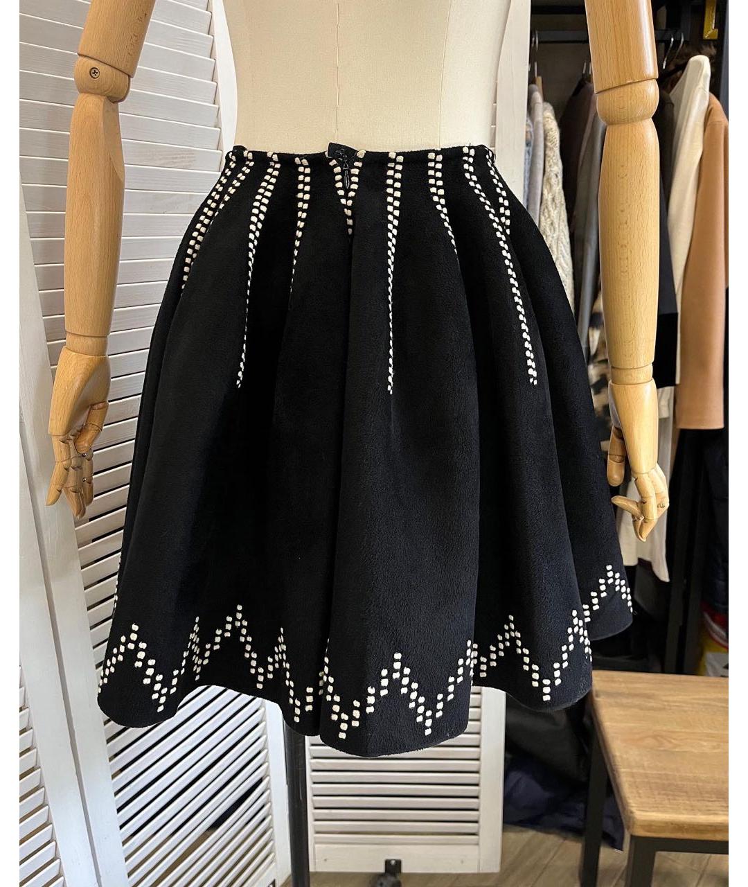 ALAIA Черная шерстяная юбка мини, фото 3