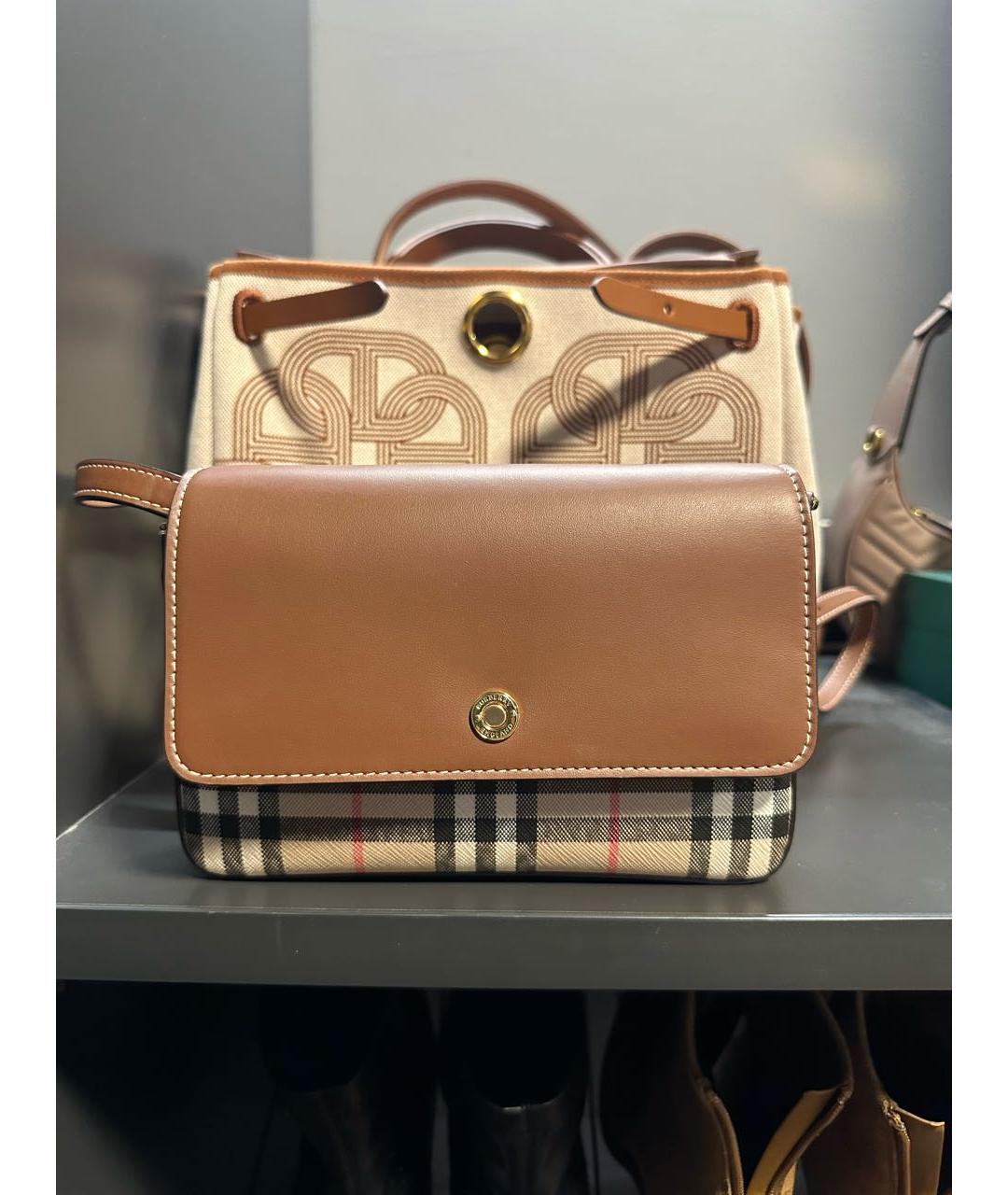 BURBERRY Коричневая кожаная сумка через плечо, фото 5