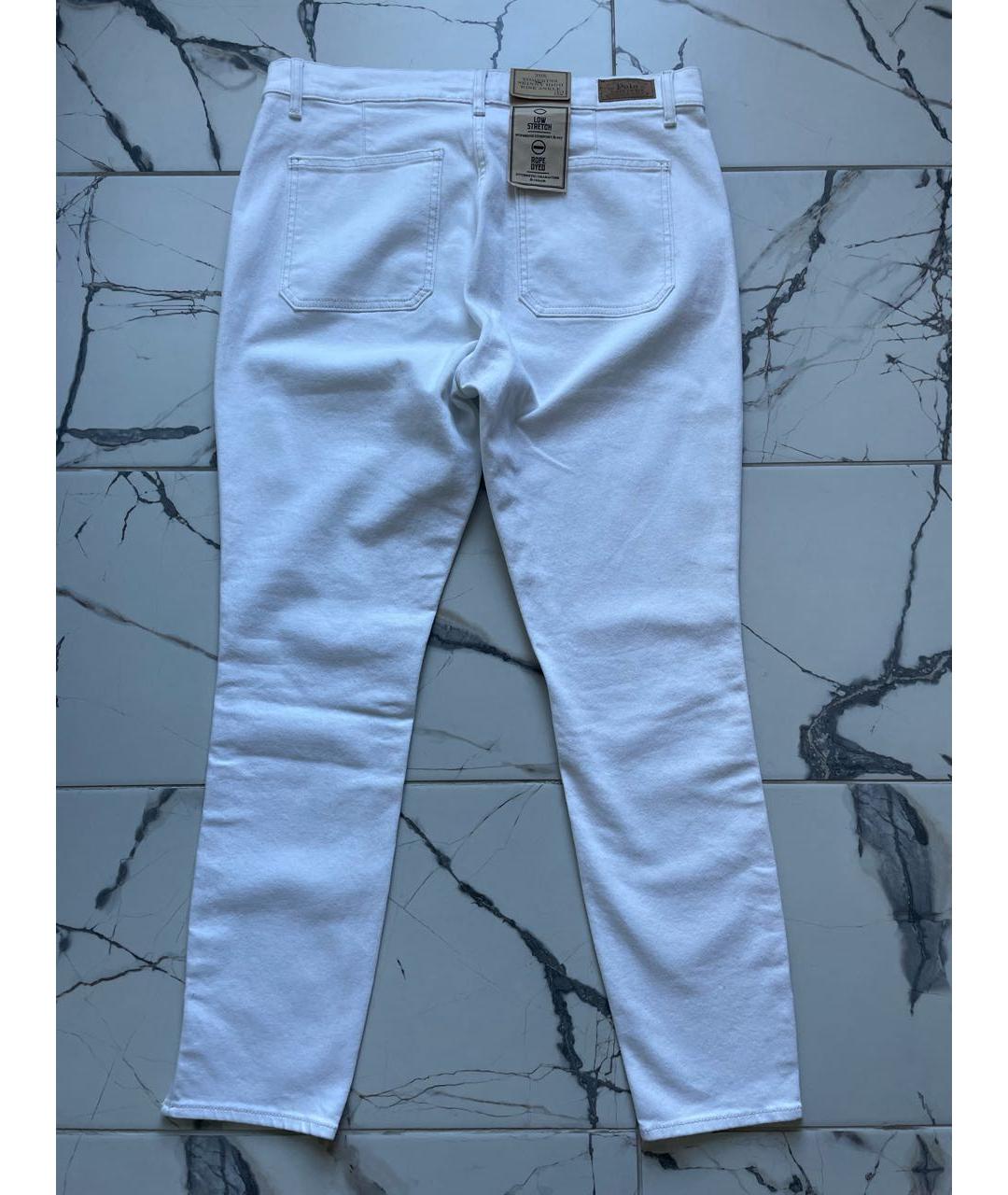 POLO RALPH LAUREN Белые хлопко-эластановые джинсы слим, фото 6
